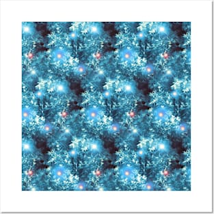 Turquoise Evergreen Tree Christmas Holiday Posters and Art